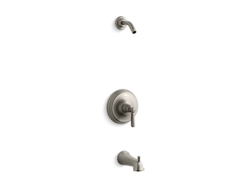 Bancroft® Rite-Temp® bath and shower valve trim with metal lever handle and slip-fit spout, less showerhead, Vibrant Brushed Nickel
