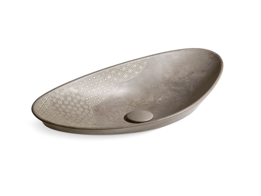 Kensho™ trough vessel bathroom sink, Grey Foussana