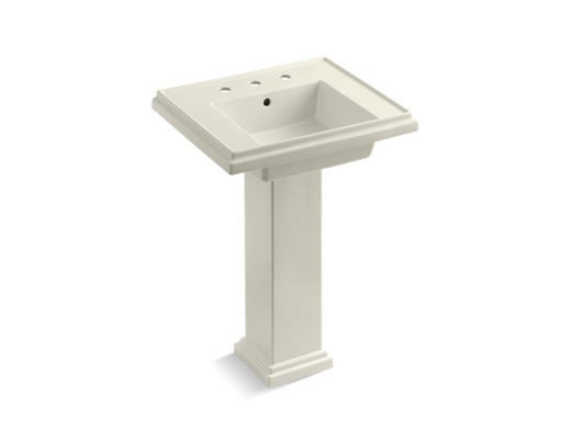 Tresham® 24" pedestal bathroom sink with 8" widespread faucet holes, Biscuit