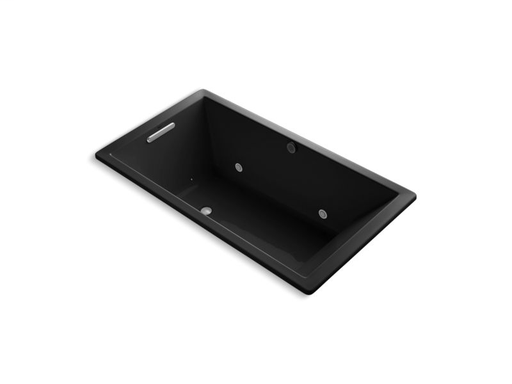 Underscore® Rectangle 66" x 36" drop-in BubbleMassage™ Air Bath with chromatherapy, Black Black