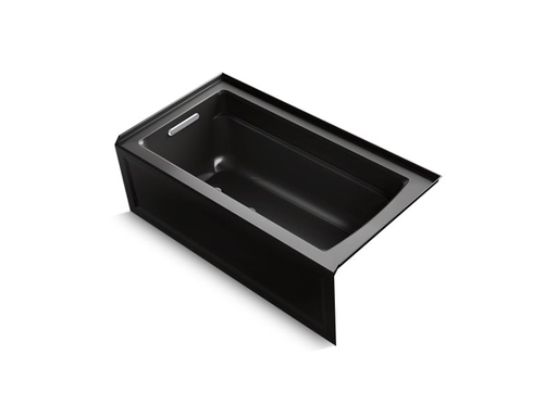 Archer® 60" x 32" alcove bath with integral apron, integral flange and left-hand drain, Black Black