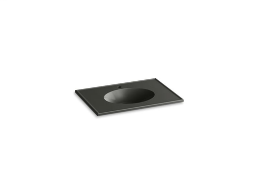 Ceramic/Impressions® 31" oval vanity-top bathroom sink with single faucet hole, Thunder Grey Impressions