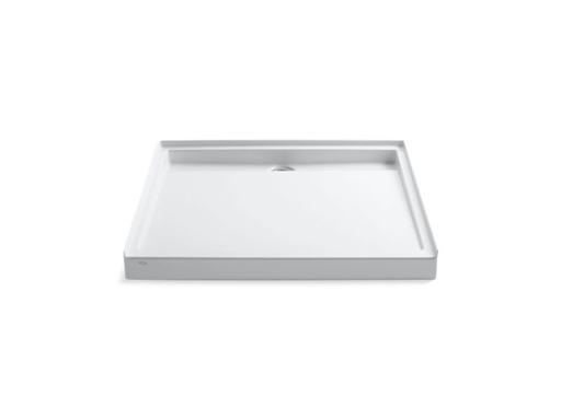 Groove® 48" x 48" single threshold rear center drain shower base, White