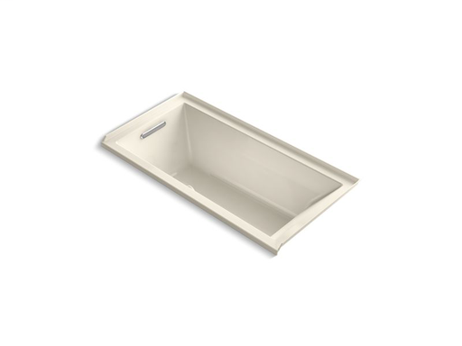 Underscore® Rectangle 60" x 30" alcove bath with Bask® heated surface, integral flange and left-hand drain, Almond