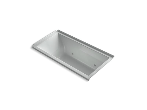 Underscore® Rectangle 60" x 30" alcove VibrAcoustic® + BubbleMassage™ Air Bath with Bask™ heated surface, chromatherapy and right hand drain, Ice™ Grey