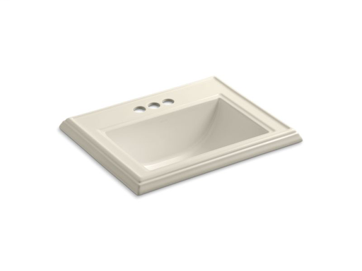 Memoirs® Classic drop-in bathroom sink with 4" centerset faucet holes, Almond