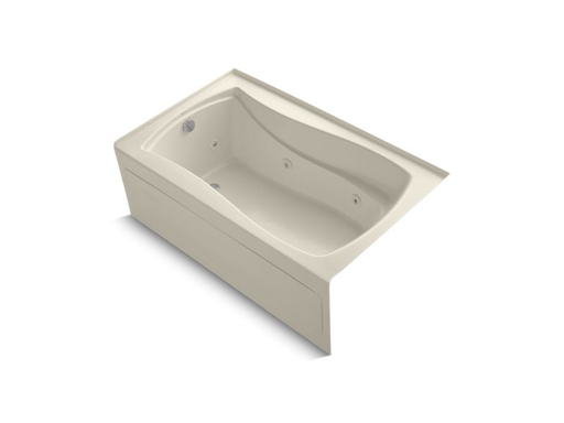 Mariposa® 60" x 36" alcove whirlpool with integral apron, integral flange, left-hand drain and heater, Almond
