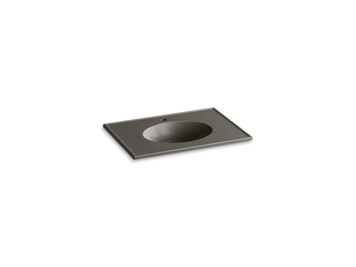 Ceramic/Impressions® 31" oval vanity-top bathroom sink with single faucet hole, Cashmere Impressions