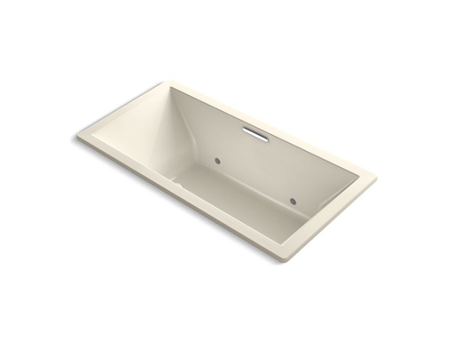 Underscore® Rectangle 72" x 36" drop-in VibrAcoustic® + BubbleMassage™ Air Bath with Bask™ heated surface and chromatherapy and center drain, Almond