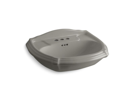 Portrait® pedestal bathroom sink basin with 4" centerset faucet holes, Cashmere