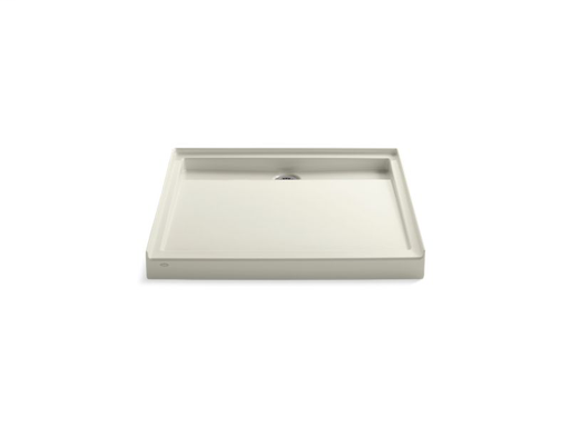Groove® 42" x 42" single threshold rear center drain shower base, Biscuit