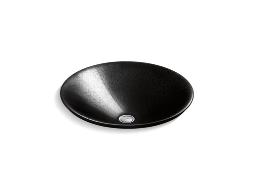 Sartorial™ Herringbone in Black Black™ on Carillon® Round Wading Pool® bathroom sink, Black Black