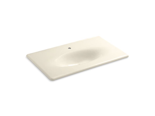 Iron/Impressions® 37" vanity-top bathroom sink with single faucet hole, Almond