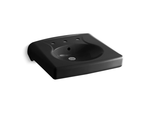 Brenham™ wall-mounted or concealed carrier arm mounted commercial bathroom sink with widespread faucet holes, Black Black
