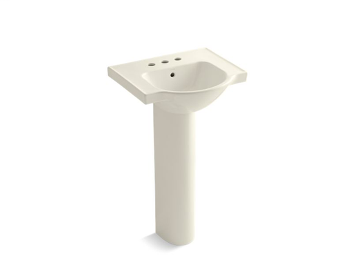 Veer™ 21" pedestal bathroom sink with 4" centerset faucet holes, Biscuit