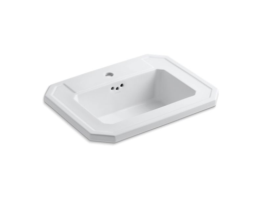 Kathryn® drop-in bathroom sink with single faucet hole, White