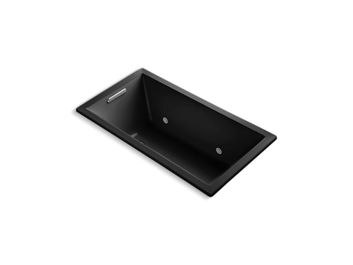 Underscore® Rectangle 60" x 32" drop-in VibrAcoustic® bath with chromatherapy, Black Black