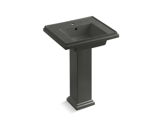 Tresham® 24" pedestal bathroom sink with single faucet hole, Thunder Grey