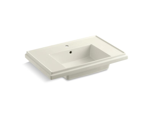 Tresham®30" pedestal bathroom sink basin with single faucet hole, Biscuit