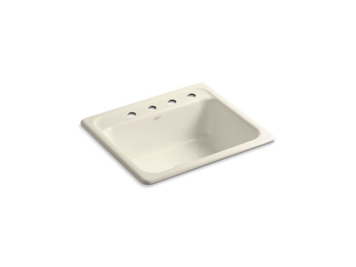Mayfield™ 25" x 22" x 8-3/4" top-mount single-bowl kitchen sink with 4 faucet holes, Almond