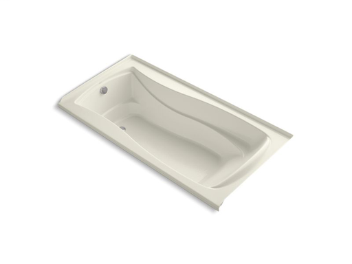 Mariposa® 72" x 36" alcove BubbleMassage™ Air Bath with Bask® heated surface, integral flange and left-hand drain, Biscuit