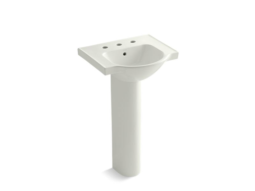 Veer™ 21" pedestal bathroom sink with 8" widespread faucet holes, Dune