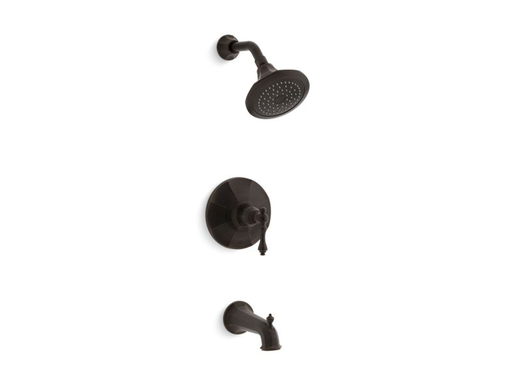 Kelston® Rite-Temp® bath and shower valve trim with lever handle, spout and 2.5 gpm showerhead, Oil-Rubbed Bronze