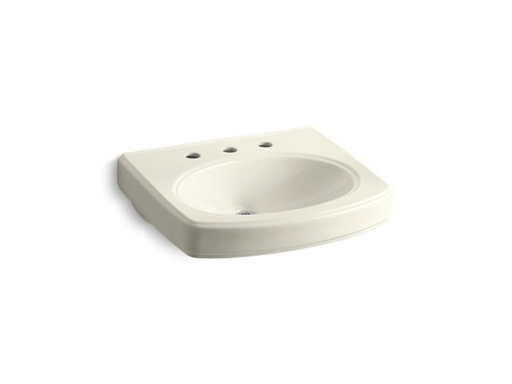 Pinoir® bathroom sink basin with 8" widespread faucet holes, Biscuit