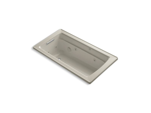 Archer® 60" x 32" drop-in whirlpool with reversible drain and Bask® heated surface, Sandbar