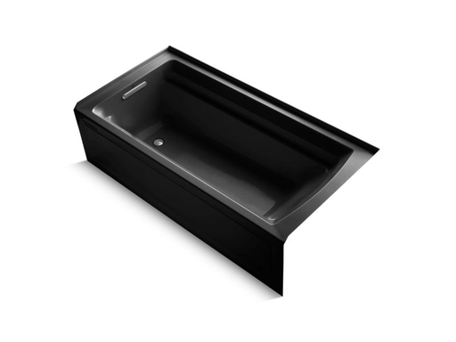 Archer® 72" x 36" alcove VibrAcoustic® bath with Bask® heated surface, integral flange and left-hand drain, Black Black