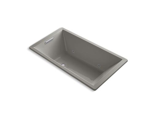 Underscore® Rectangle 66" x 36" drop-in VibrAcoustic® bath with end drain and chromatherapy, Cashmere