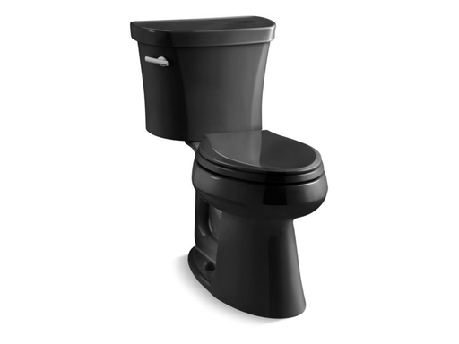 Highline® Comfort Height® two-piece elongated 1.28 gpf toilet with Class Five® flush technology and left-hand trip lever, seat not included, Black Black