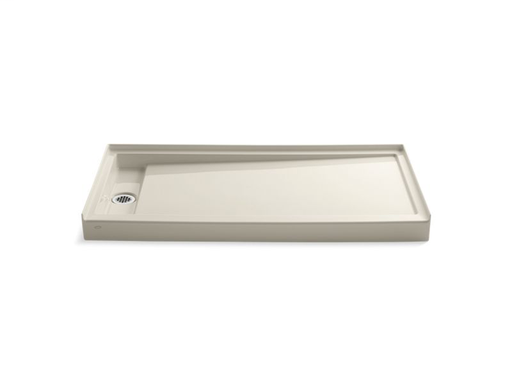 Groove® 60" x 32" single threshold left-hand drain shower base, Almond