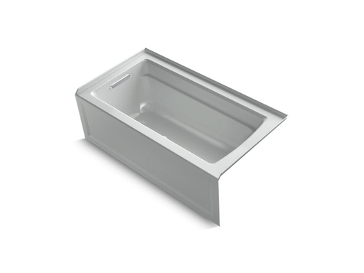 Archer® 60" x 32" alcove bath with integral apron, integral flange and left-hand drain, Ice™ Grey
