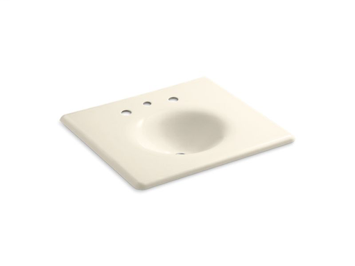 Iron/Impressions® 25" vanity-top bathroom sink with 8" widespread faucet holes, Almond