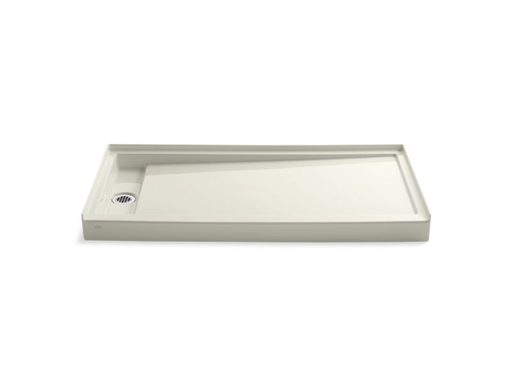 Groove® 60" x 32" single threshold left-hand drain shower base, Biscuit