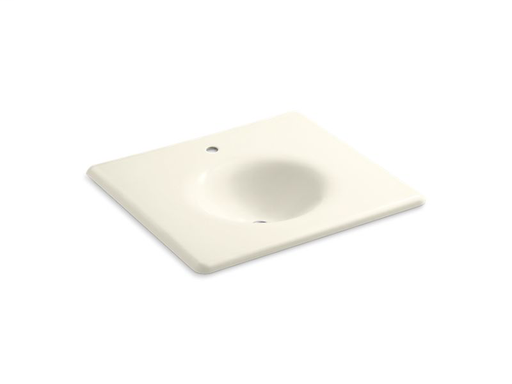 Iron/Impressions® 25" vanity-top bathroom sink with single faucet hole, Biscuit