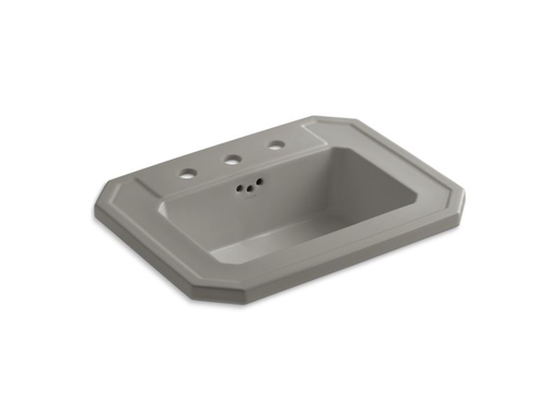 Kathryn® drop-in bathroom sink with 8" widespread faucet holes, Cashmere
