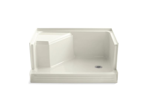 Memoirs® 48" x 36" single threshold right-hand drain shower base with integral seat at left, Biscuit