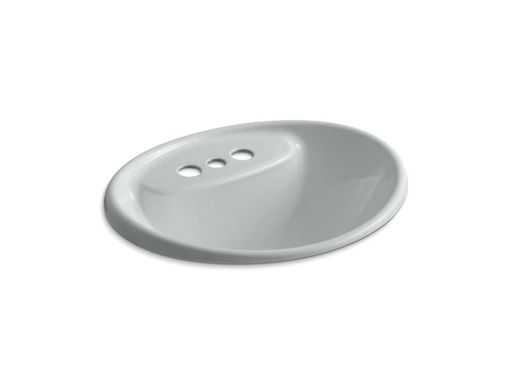 Tides® drop-in bathroom sink with 4" centerset faucet holes, Ice™ Grey
