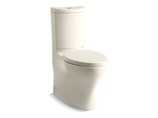 Persuade® Curv Comfort Height® two-piece elongated dual-flush toilet with top-mount actuator and skirted trapway, seat not included, Almond