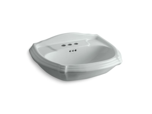 Portrait® pedestal bathroom sink basin with 4" centerset faucet holes, Ice™ Grey