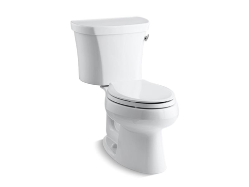 Wellworth® two-piece elongated 1.28 gpf toilet with Class Five® flush technology, right-hand trip lever and tank cover locks, White
