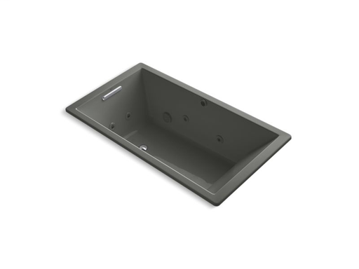 Underscore® Rectangle 66" x 36" drop-in whirlpool with heater without jet trim, Thunder Grey