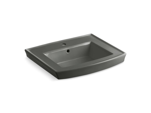 Archer® pedestal bathroom sink with single faucet hole, Thunder Grey