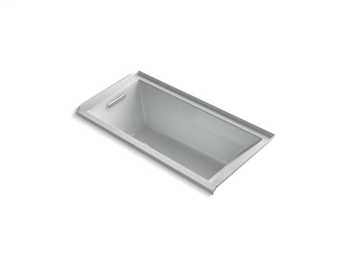 Underscore® Rectangle 60" x 30" alcove BubbleMassage™ Air Bath with Bask® heated surface and left-hand drain, Ice™ Grey