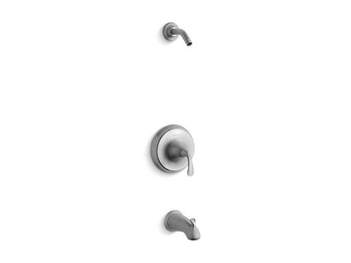 Forté® Sculpted Rite-Temp® bath and shower valve trim with slip-fit spout, less showerhead, Brushed Chrome