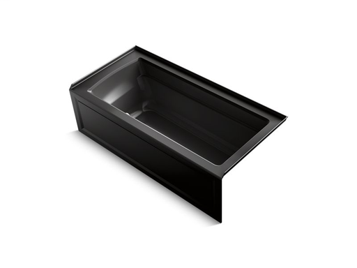 Archer® 66" x 32" alcove BubbleMassage™ Air Bath with integral apron, right-hand drain and Bask™ heated surface, Black Black