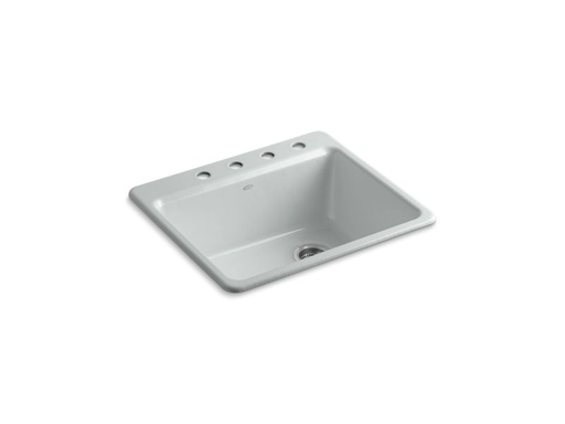 Riverby® 25" x 22" x 9-5/8"top-mount single-bowl kitchen sink with bottom sink rack, Ice™ Grey