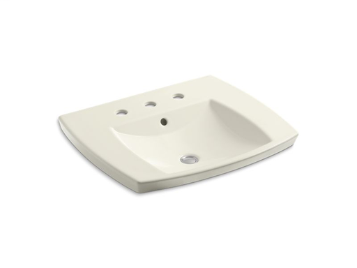 Kelston® drop-in bathroom sink with 8" widespread faucet holes, Biscuit